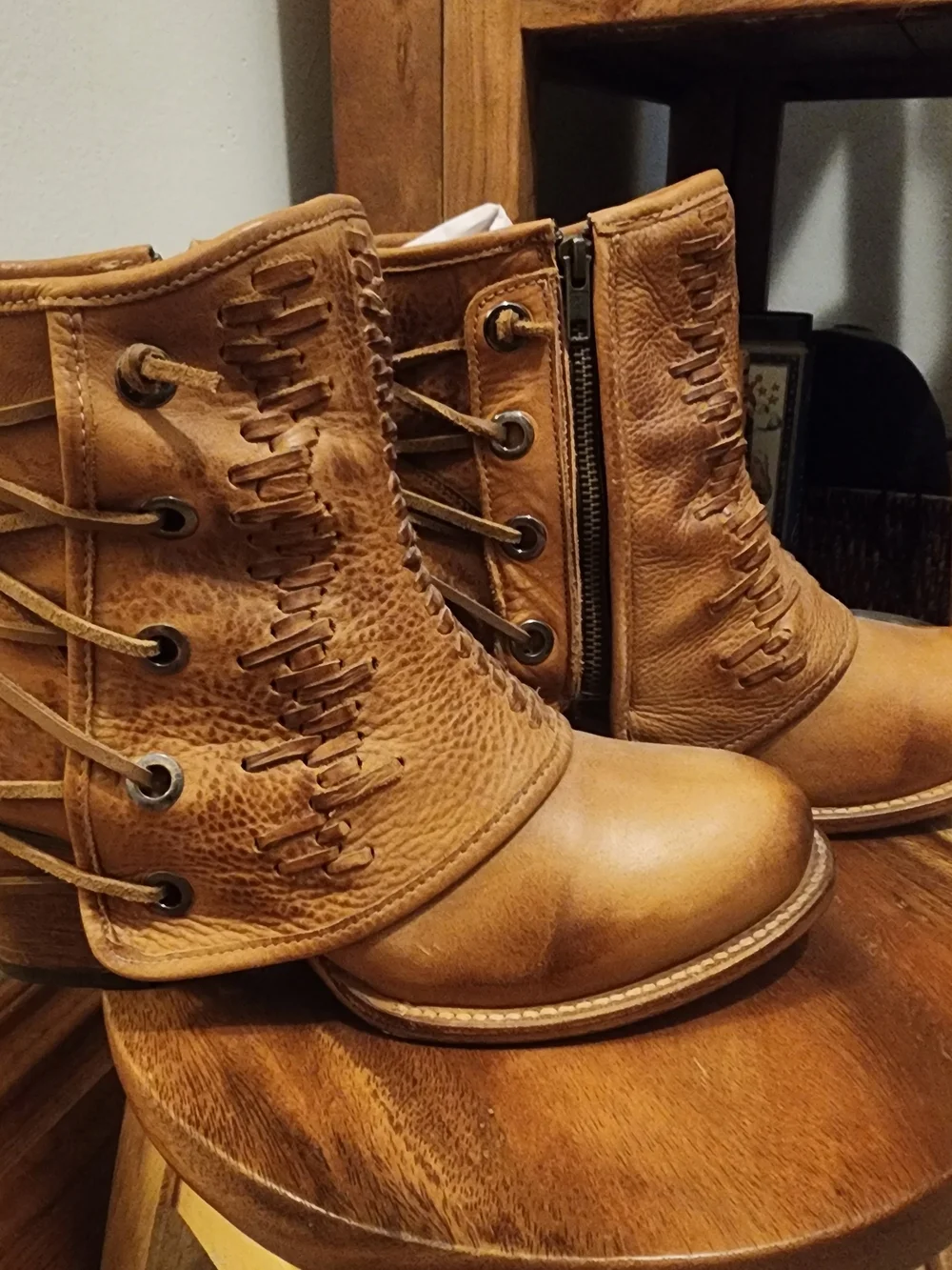 Freebird Cedrick Tan Leather Lace-Up Ankle Booties